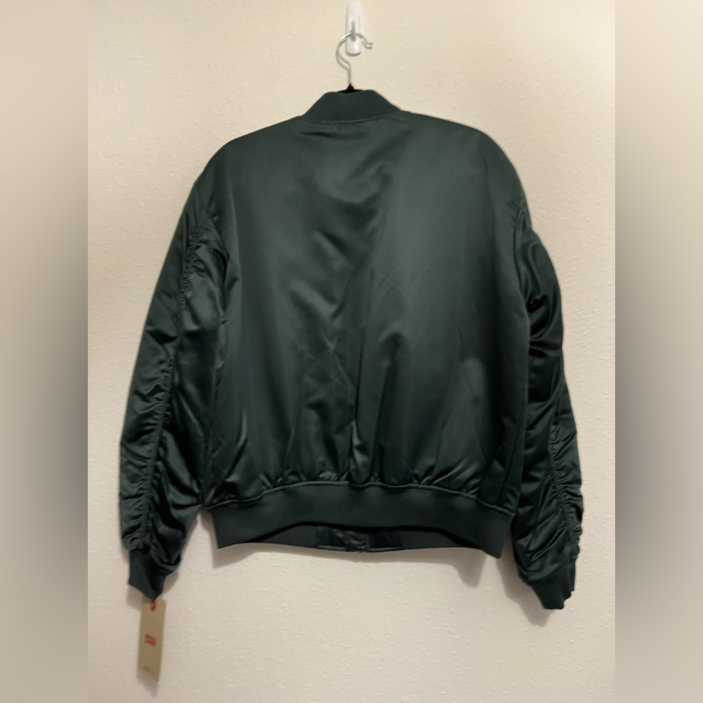#712 Levi's Dark Green Relaxed Bomber Jacket Small - Picture 4 of 7